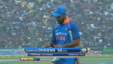 IND vs SL 2017, 2nd ODI: Shikhar Dhawan Wicket