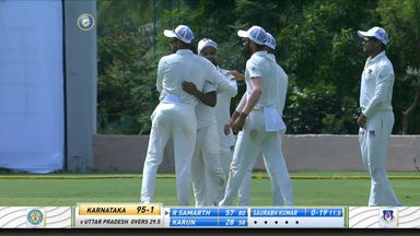 Ranji Trophy 2021-22, Karnataka v Uttar Pradesh, QF: Karnataka 1st Innings Fall of Wickets