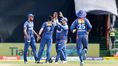 Leap of faith: Quinton de Kock pulls off a fine one-handed catch