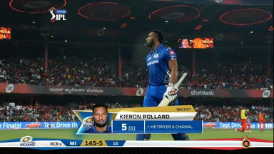 M07: RCB vs MI – Kieron Pollard Wicket