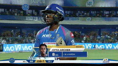M21: RR vs MI – Jofra Archer Wicket