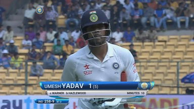 IND vs AUS 2017 - 2nd Test day 4 : Umesh Yadav Wicket