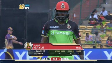 M46: RCB vs KKR – Chris Gayle Wicket