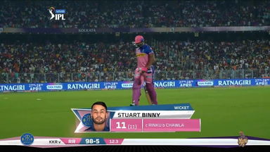 M43: KKR vs RR – Stuart Binny Wicket