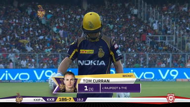 M18: KKR vs KXIP – Tom Curran  Wicket