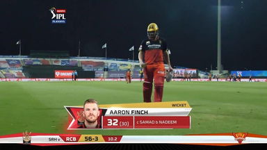 Eliminator: SRH vs RCB – Aaron Finch Wicket