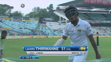 IND vs SL 2017, 1st Test Day 3: Lahiru Thirimanne Wicket