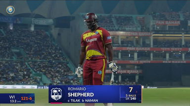 IND vs WI 2026, 1st T20I: Romario Shepherd Wicket