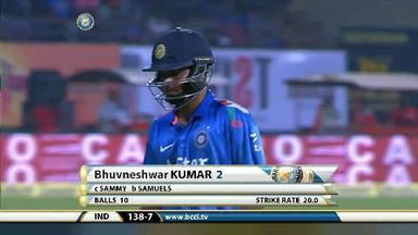 1ST ODI: IND vs WI – Bhuvneshwar Kumar Wicket