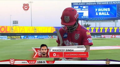 M24: KXIP vs KKR – Mandeep Singh Wicket