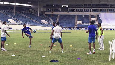 Team India cool off with a game of Footy