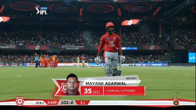 M42: RCB vs KXIP – Mayank Agarwal Wicket