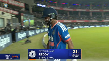 IND vs WI 2026, 3rd T20I: Nitish Kumar Reddy Wicket