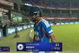 IND vs WI 2026, 3rd T20I: Nitish Kumar Reddy Wicket
