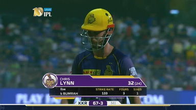M7: MI vs KKR – Chris Lynn Wicket