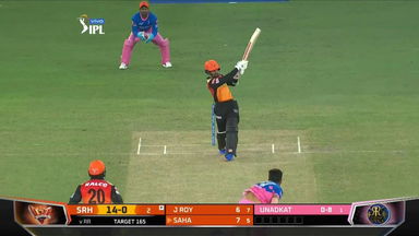 M40: SRH vs RR – Wriddhiman Saha Six