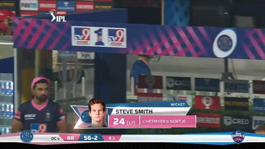 M23: RR vs DC – Steve Smith Wicket