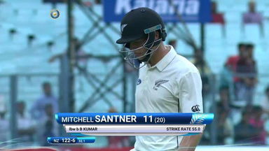 India VS NZ 2016, 2nd Test day 2 - Mitchell Santner Wicket