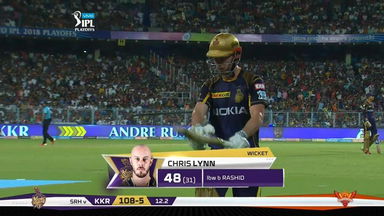 Q2: SRH vs KKR – Chris Lynn Wicket