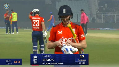 IND vs ENG 2025, 1st T20I: Harry Brook Wicket