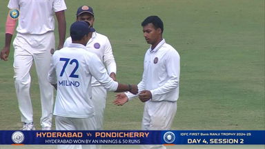 Ranji Trophy 2024/25, Hyderabad vs Pondicherry, Day 4: Match Highlights