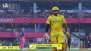 IPL 2026 M03: RR vs CSK - Sarfaraz Khan Wicket