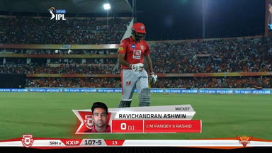 M48: SRH vs KXIP – Ravichandran Ashwin Wicket