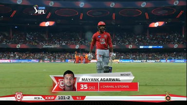M42: RCB vs KXIP – Mayank Agarwal Wicket