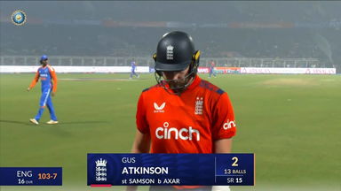 IND vs ENG 2025, 1st T20I: Gus Atkinson Wicket