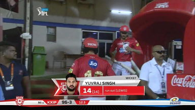 M34: KXIP vs MI – Yuvraj Singh Wicket