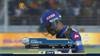 M35: GL vs MI – Hardik Pandya Wicket