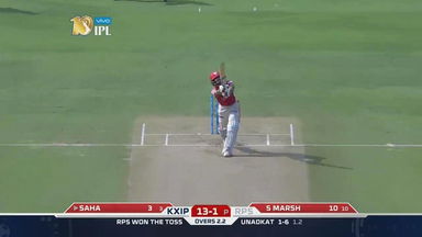 M55: RPS vs KXIP –  Wriddhiman Saha Six