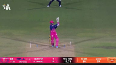 IPL 2026 M36: RR vs SRH - Donovan Ferreira Six
