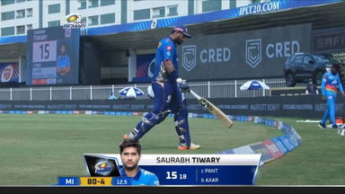 M46: MI vs DC – Saurabh Tiwary Wicket