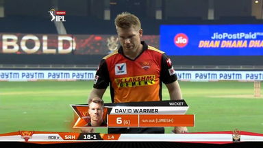 M03: SRH vs RCB – David Warner Wicket