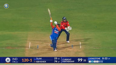 IND vs ENG 2025, 5th T20I: Abhishek Sharma Six