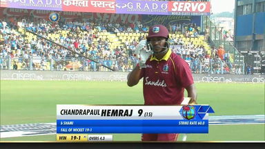 IND vs WI 2018, 1st ODI: Chandrapaul Hemraj Wicket