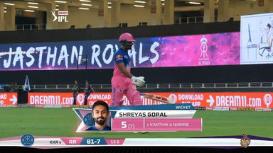 M12: RR vs KKR – Shreyas Gopal Wicket
