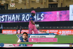 M12: RR vs KKR – Shreyas Gopal Wicket