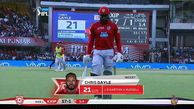 M44: KXIP vs KKR – Chris Gayle Wicket