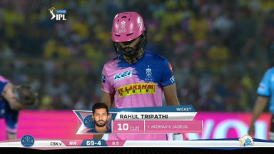 M25: RR vs CSK – Rahul Tripathi Wicket