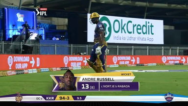 M16: DC vs KKR – Andre Russell Wicket
