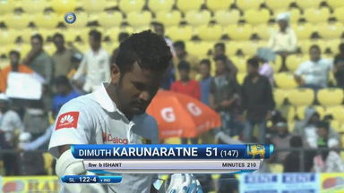 IND vs SL 2017, 2nd Test Day 1: Dimuth Karunaratne Wicket