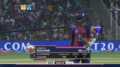 M30: RPS vs KKR – Ajinkya Rahane Wicket