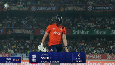 IND vs ENG 2025, 3rd T20I: Jamie Smith Wicket