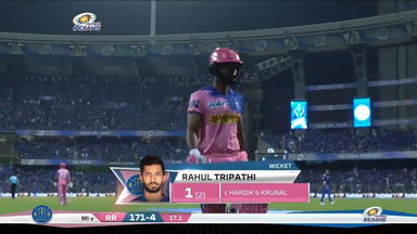 M27: MI vs RR – Rahul Tripathi Wicket