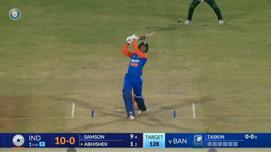 IND vs BAN 2024, 1st T20I: Abhishek Sharma Six