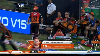 M19: SRH vs MI – Jonny Bairstow Wicket
