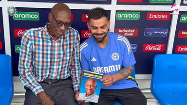 Sir Wesley Hall chats up with Team India ahead of the Afghanistan game