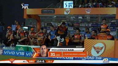 M51: MI vs SRH – Mohammad Nabi Wicket